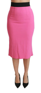Dolce & Gabbana Pink High Waist Pencil Cut Midi Skirt