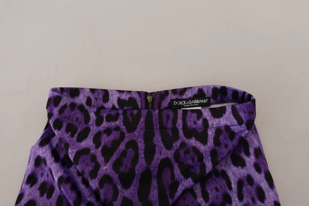 Dolce & Gabbana Purple Leopard Print Pencil Cut Mini Skirt