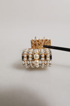 Dolce & Gabbana Gold Brass Glas Crystal Faux Pearl Embellished Brooch
