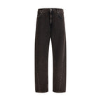 7FOR Black Cotton Straight-Leg Jeans