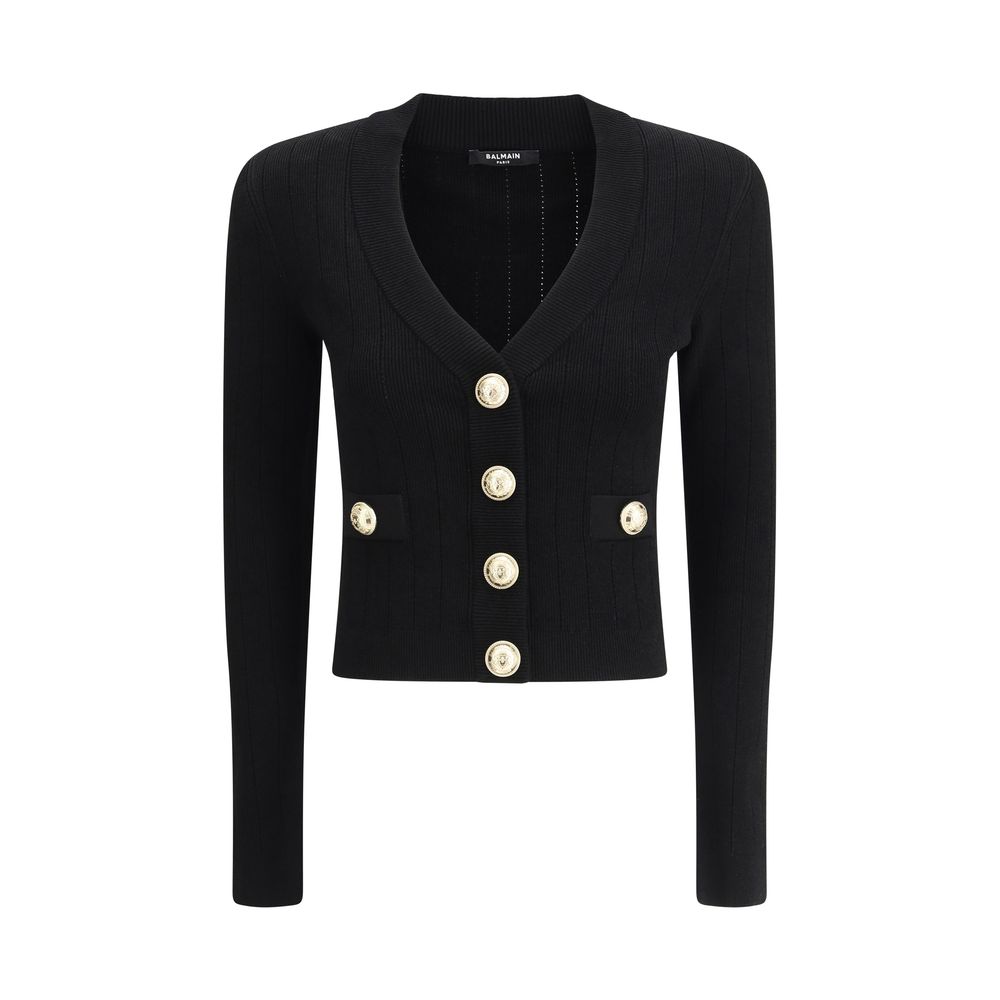 Balmain Black Viscose Cardigan