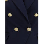 Balmain Blue Fleece Wool Blazer