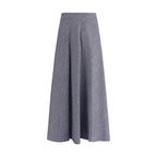Sara Roka Blue Cotton Midi Skirt
