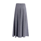 Sara Roka Blue Cotton Midi Skirt