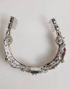 Dolce & Gabbana LED Crystal Embellished Silver Floral Filigree Crown Tiara