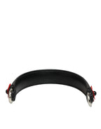 Dolce & Gabbana Black Embellished Leather Bag Handle Women Shoulder Strap