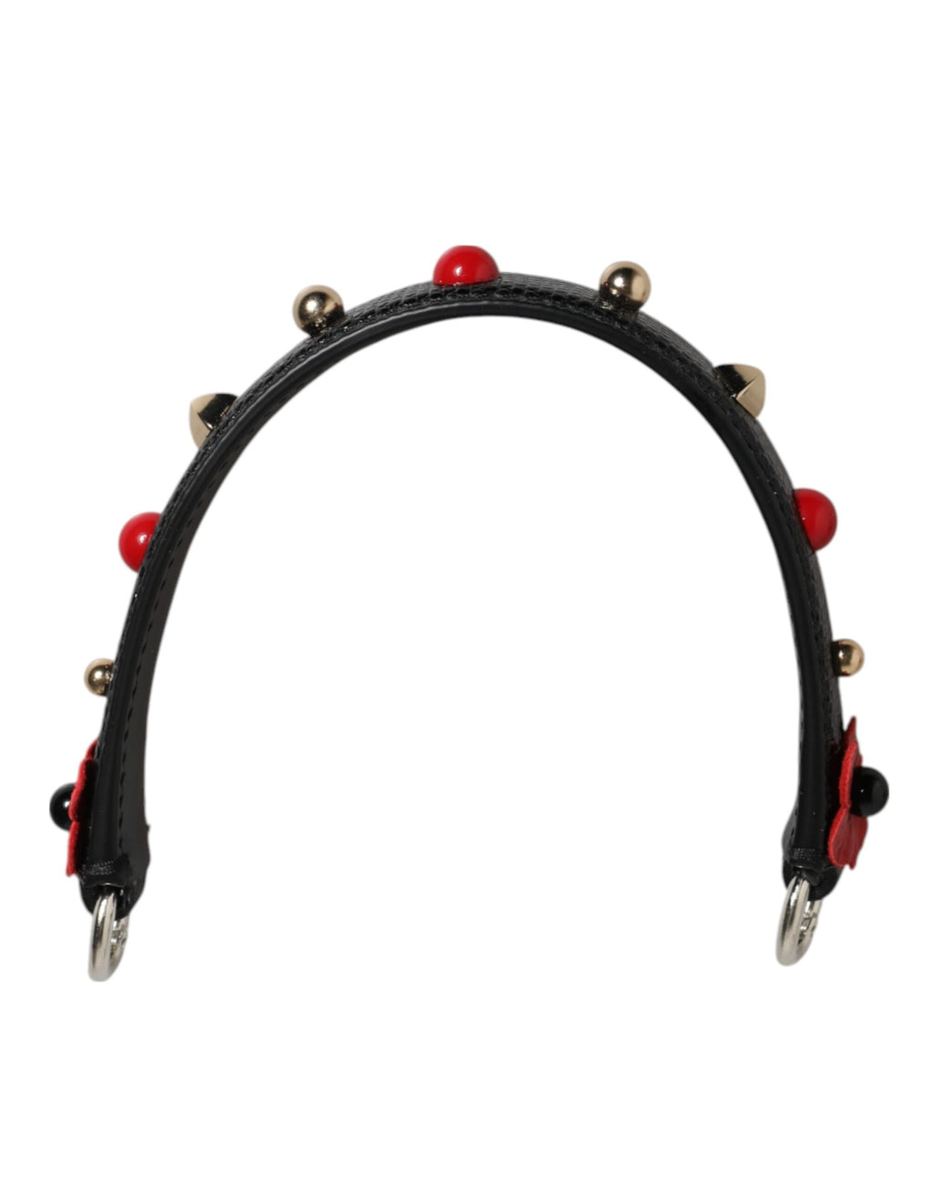 Dolce & Gabbana Black Embellished Leather Bag Handle Women Shoulder Strap