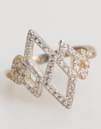 Nialaya Geometric Diamond Shape Pave CZ Crystal Jewelry Ring