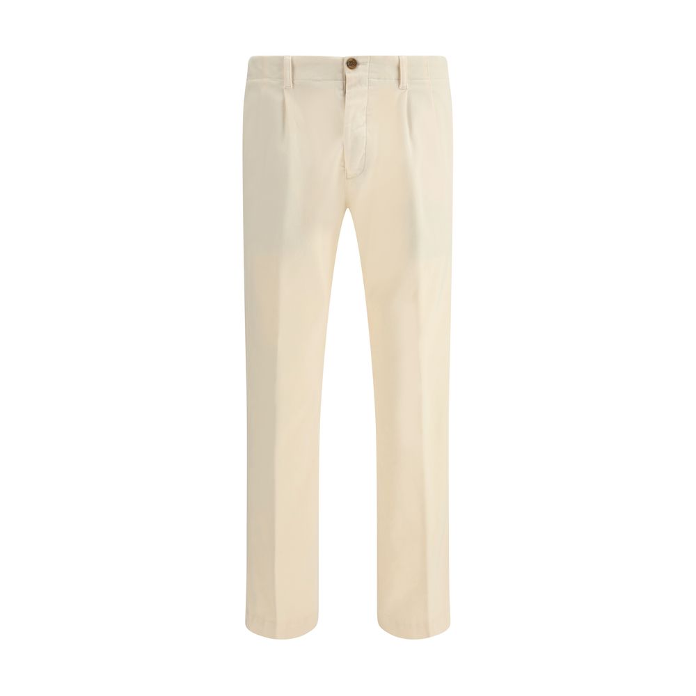 Germano Cream Cotton Casual Pants