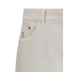 Brunello Cucinelli White Cotton Slim Fit Jeans