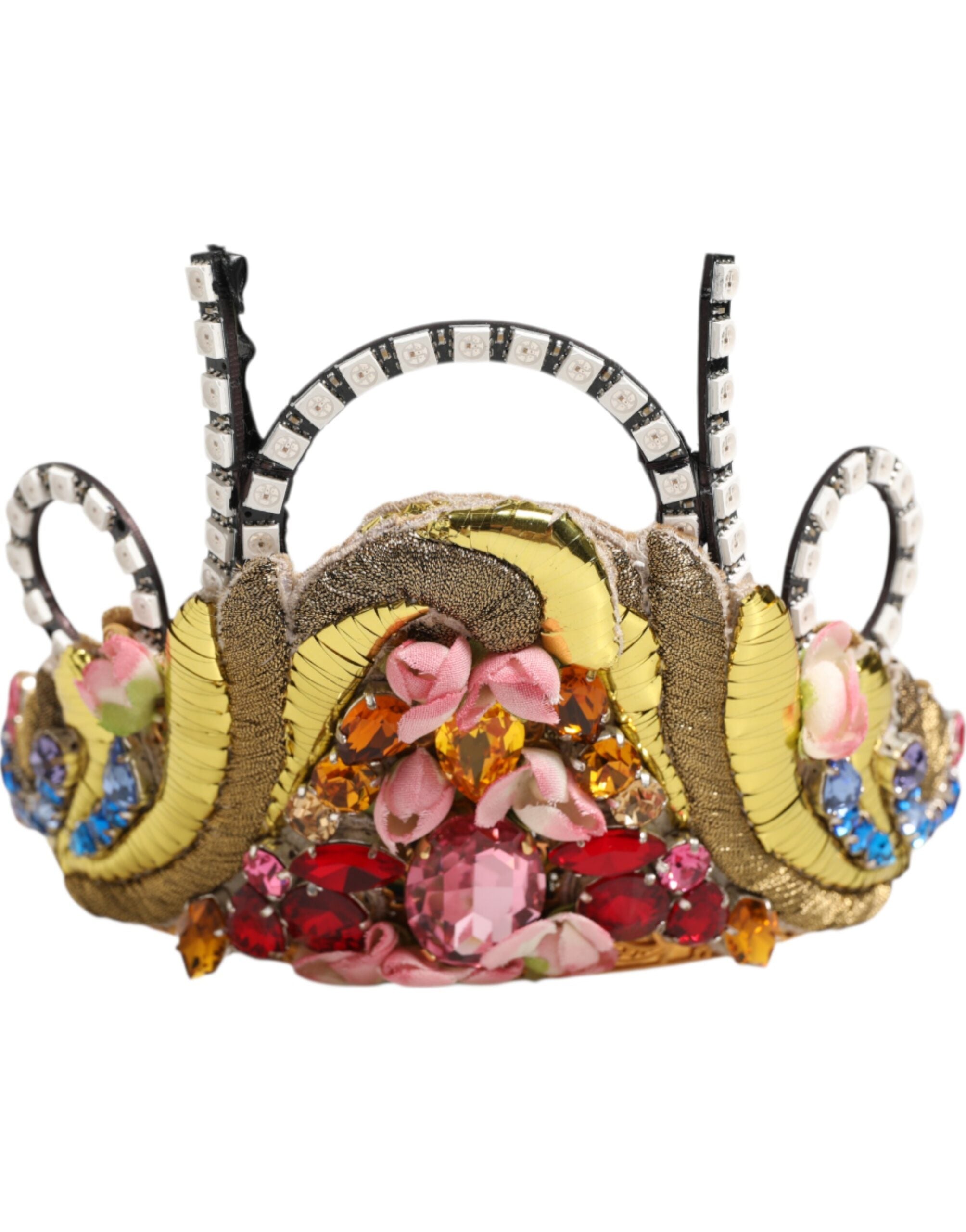 Dolce & Gabbana Gold Brass Crystal Embellished Headpiece Crown Tiara
