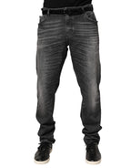 Dolce & Gabbana Black Gray Wash Slim Fit Straight Leg Denim Jeans