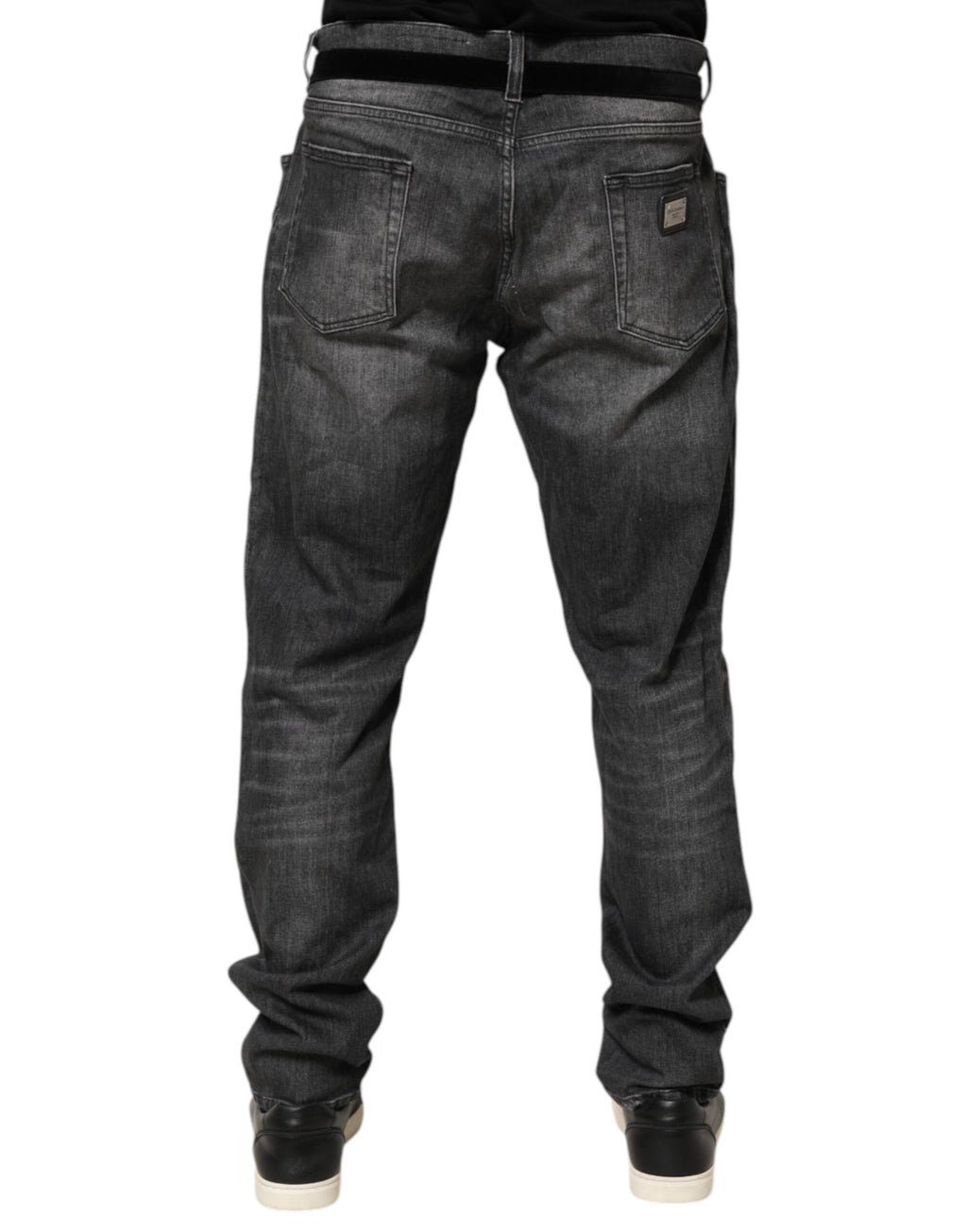 Dolce & Gabbana Black Gray Wash Slim Fit Straight Leg Denim Jeans