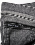 Dolce & Gabbana Black Gray Wash Slim Fit Straight Leg Denim Jeans