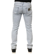 Dolce & Gabbana Light Blue Distressed Slim Fit Ripped Denim Jeans