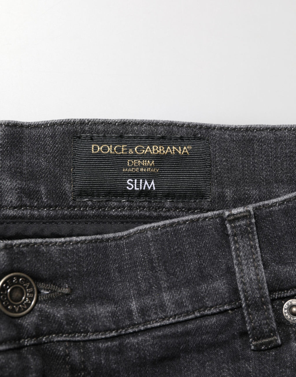 Dolce & Gabbana Black Cotton Slim Fit Distressed Ripped Logo Jeans