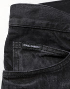 Dolce & Gabbana Black Washed Cotton Skinny Men Denim Jeans