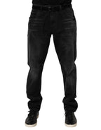 Dolce & Gabbana Black Washed Cotton Skinny Men Denim Jeans