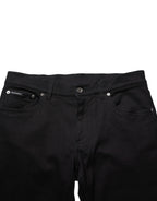 Dolce & Gabbana Black Cotton Blend Skinny Men Trouser Pants