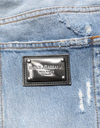 Dolce & Gabbana Blue Distressed Ripped Denim Pants Jeans