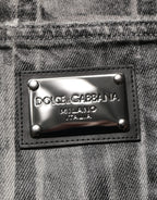 Dolce & Gabbana Black Grey Graphic Print Denim Pants Jeans