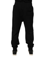 Dolce & Gabbana Black Cotton Drawstring Logo Sweatpants Pants