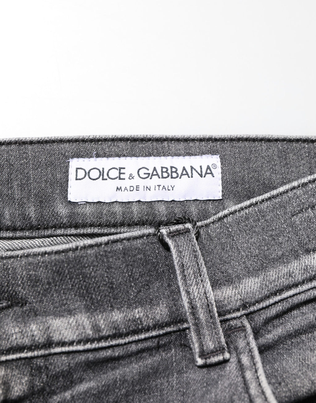 Dolce & Gabbana Grey Cotton Denim Slim Fit Distressed Pants Jeans
