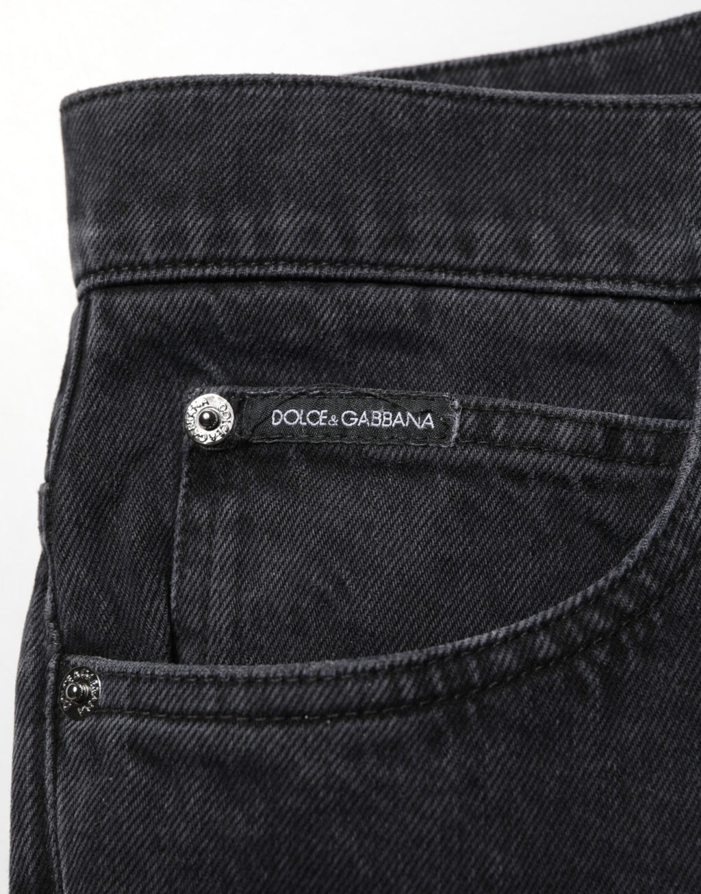 Dolce & Gabbana Black Cotton Logo Men Mid Waist Denim Jeans