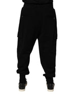 Dolce & Gabbana Black Cotton Blend Cargo Joggers Drawstring Pants