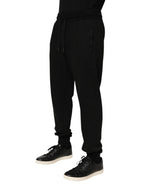 Dolce & Gabbana Black Cotton DG Logo Men Jogger Pants