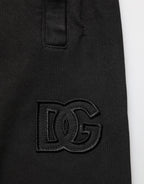 Dolce & Gabbana Black Cotton DG Logo Men Jogger Pants