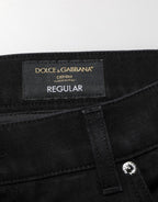Dolce & Gabbana Black Cotton Regular Denim Men Trouser Jeans