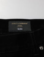Dolce & Gabbana Black Cotton Slim Fit Denim Trouser Jeans
