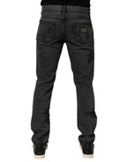 Dolce & Gabbana Black Tattered Skinny Cotton Men Denim Jeans
