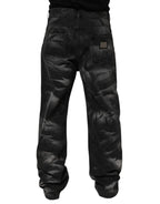 Dolce & Gabbana Black Marbled Effect Straight Men Denim Jeans