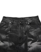 Dolce & Gabbana Black Marbled Effect Straight Men Denim Jeans