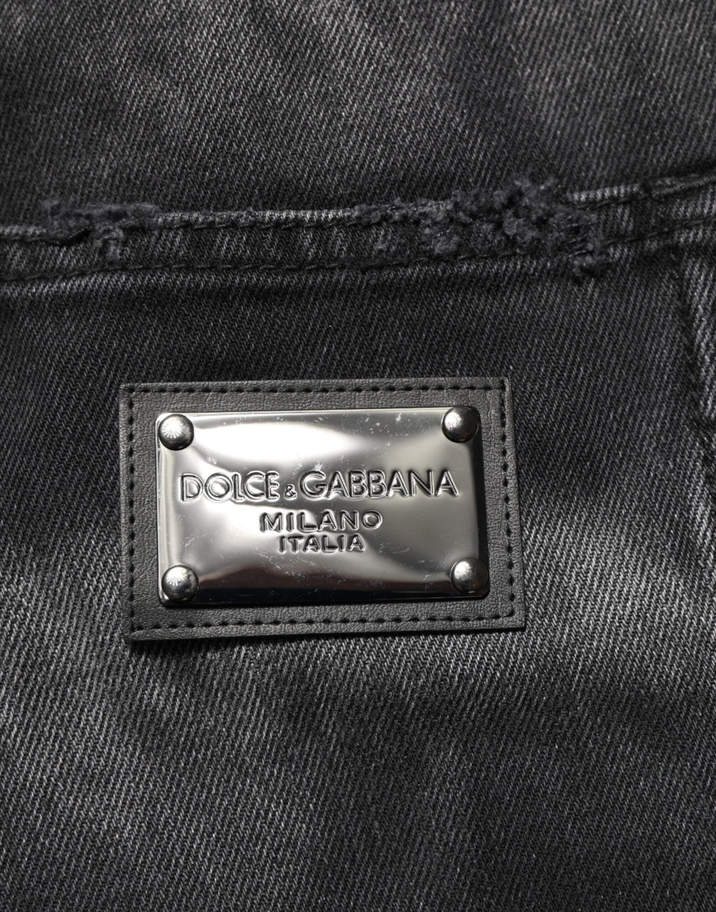 Dolce & Gabbana Black Marbled Effect Straight Men Denim Jeans