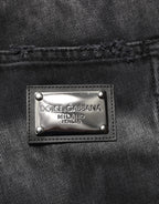 Dolce & Gabbana Black Marbled Effect Straight Men Denim Jeans