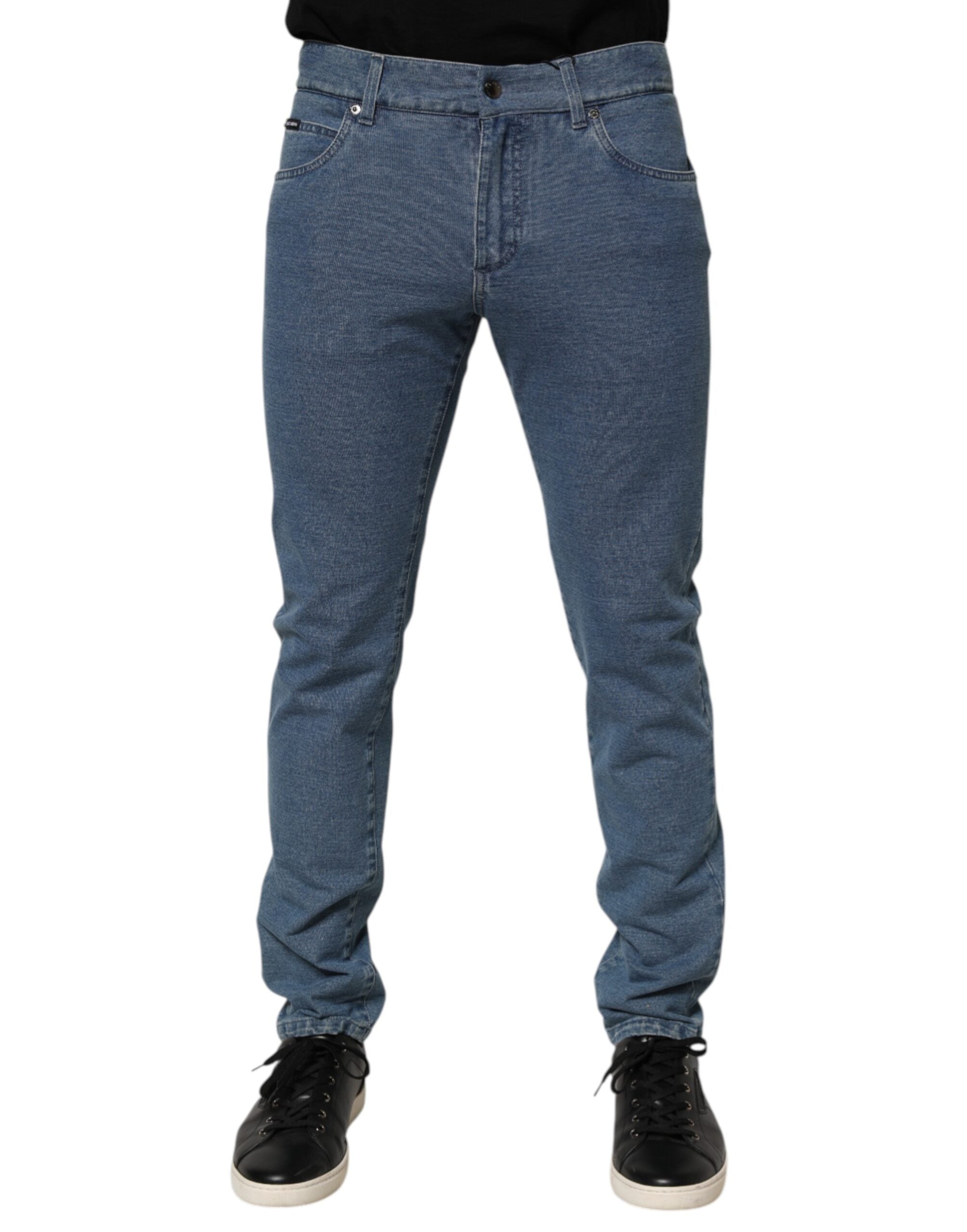 Dolce & Gabbana Blue Cotton Stretch Slim Fit Men Denim Jeans