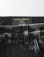 Dolce & Gabbana Black Washed Ripped Loose Cotton Denim Jeans