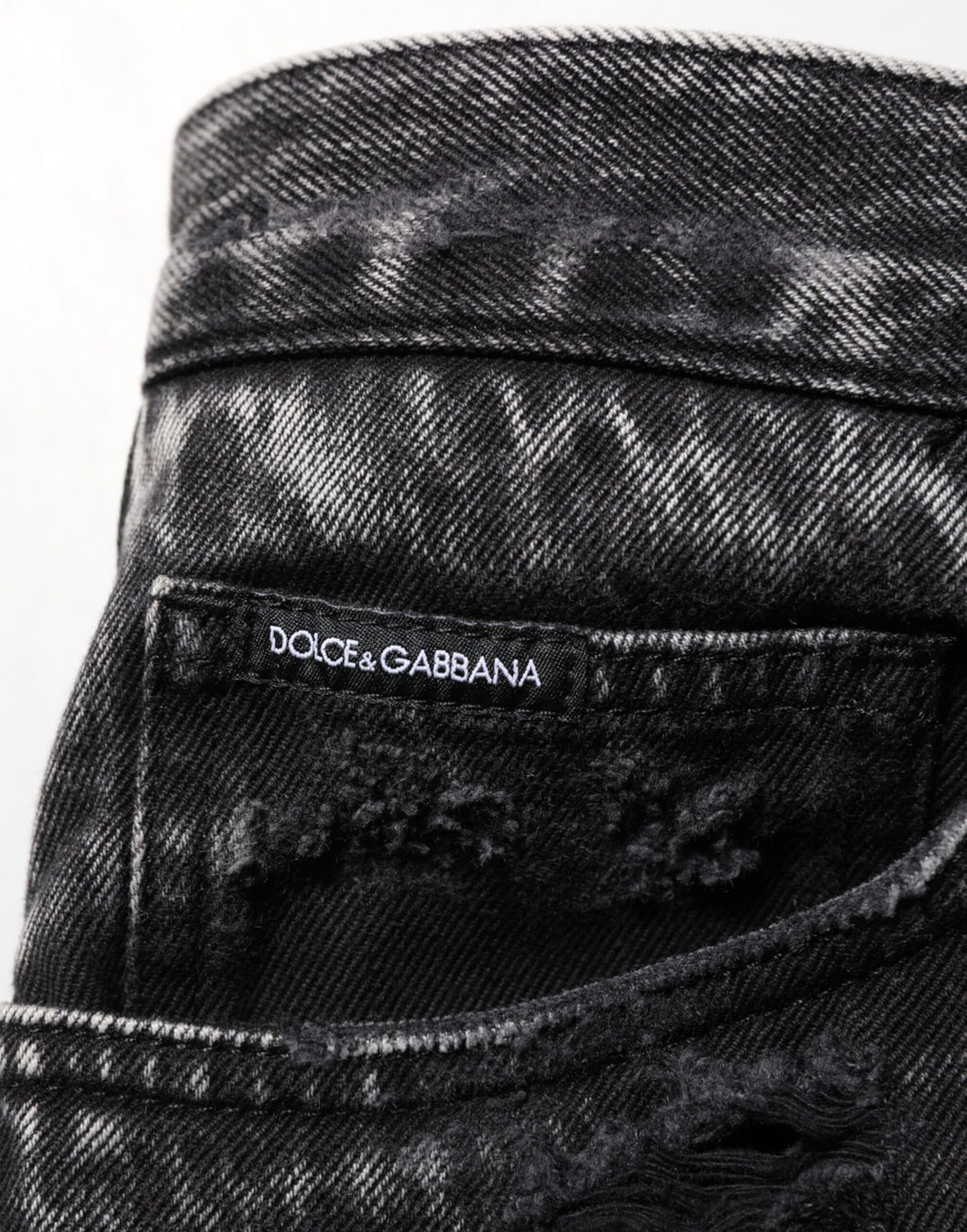 Dolce & Gabbana Black Washed Ripped Loose Cotton Denim Jeans