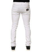 Dolce & Gabbana White Distressed Ripped Denim Trouser Jeans
