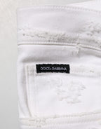Dolce & Gabbana White Distressed Ripped Denim Trouser Jeans