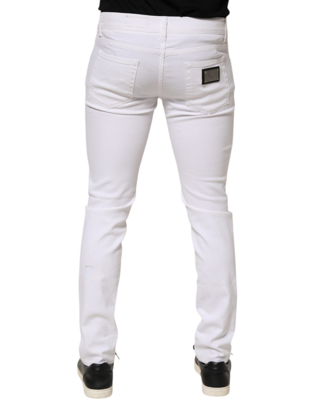 Dolce & Gabbana White Ripped Cotton Skinny Men Denim Jeans