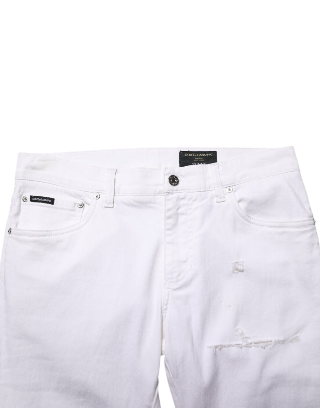 Dolce & Gabbana White Ripped Cotton Skinny Men Denim Jeans