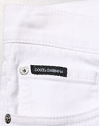 Dolce & Gabbana White Ripped Cotton Skinny Men Denim Jeans