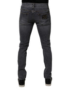 Dolce & Gabbana Dark Gray Cotton Stretch Skinny Denim Jeans