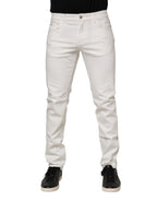 Dolce & Gabbana Off White Cotton Stretch Slim Fit Denim Jeans