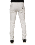 Dolce & Gabbana Off White Cotton Stretch Slim Fit Denim Jeans