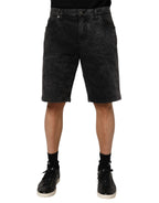 Dolce & Gabbana Black Cotton Mid Waist Denim Men Bermuda Short
